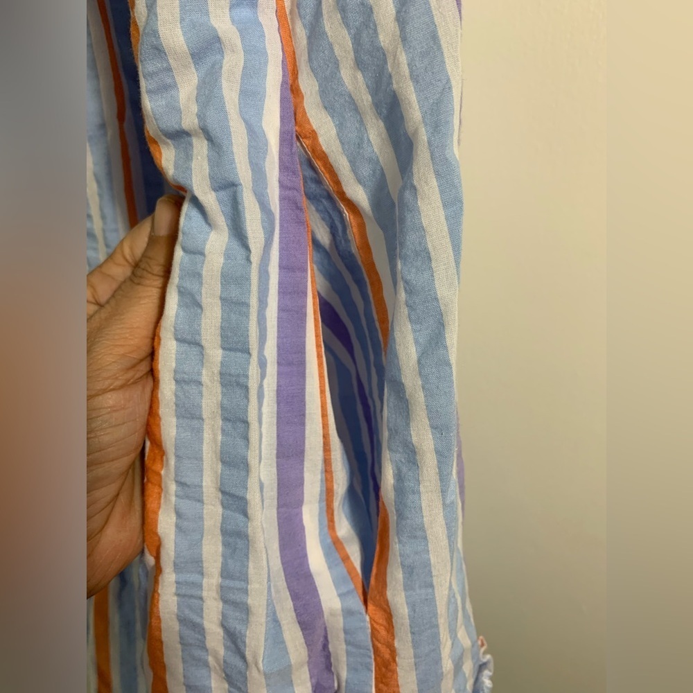 LemLem striped searsucker, sleeveless, striped, blue, purple orange mini dress S - Picture 7 of 7